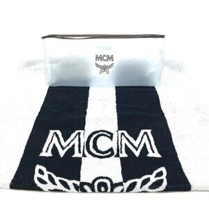 UNUSED MCM Bicolor logo beach towel blanket interior bath towel Black/White